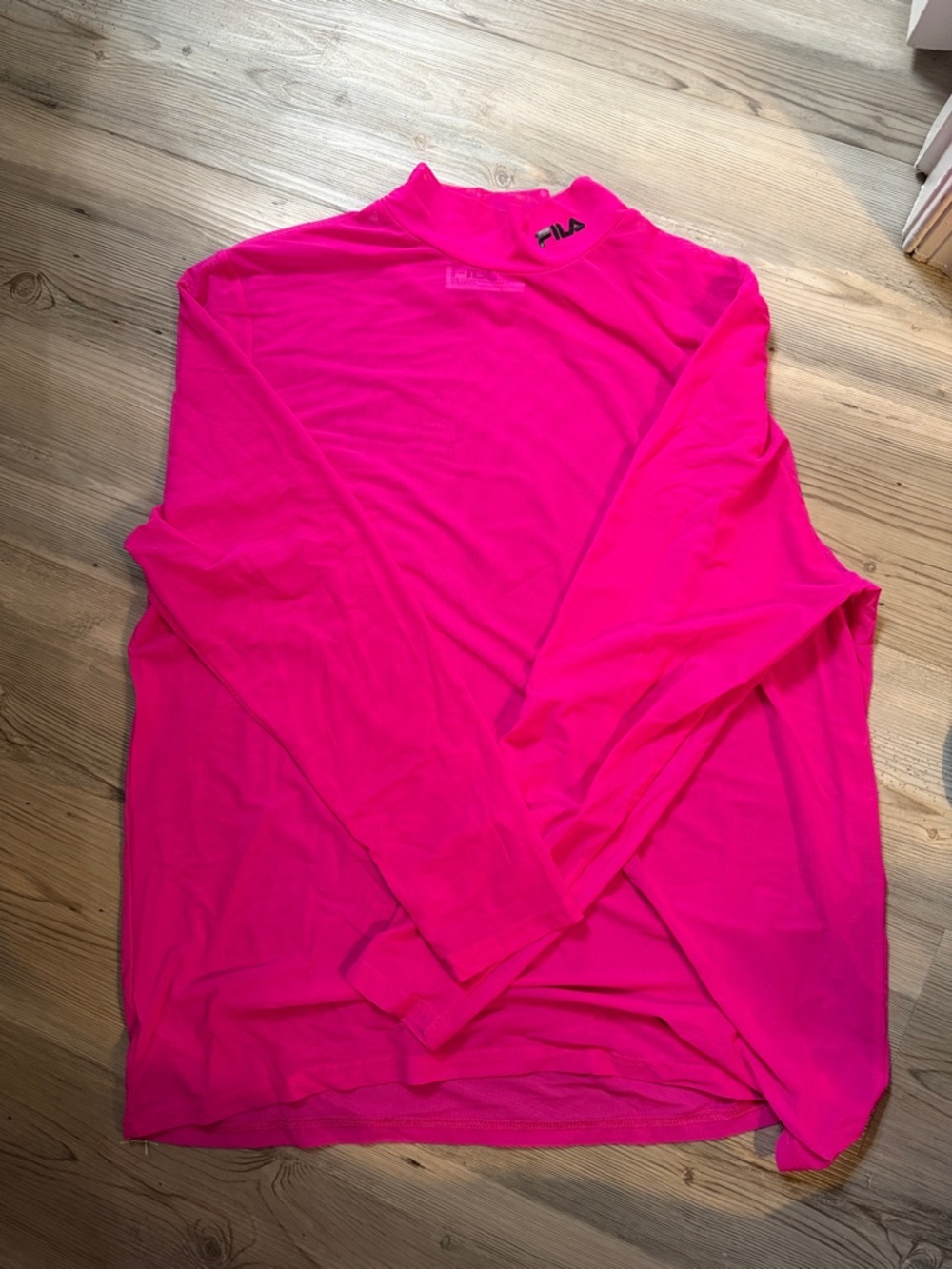 FILA Hot Pink Mock Neck Long Sleeve Top